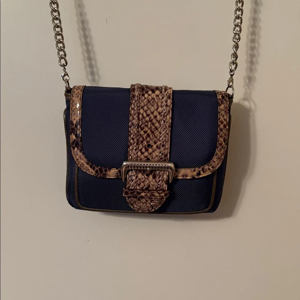 Brighton Navy and Brown Crossbody Bag - Picture 1 of 3